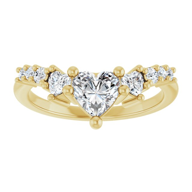 14K Yellow 5.5x5.5 mm Heart Contour Band