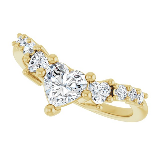 14K Yellow 5.5x5.5 mm Heart Contour Band