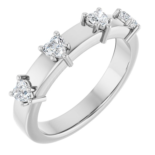14K White 3 x 3 mm Heart Anniversary Band