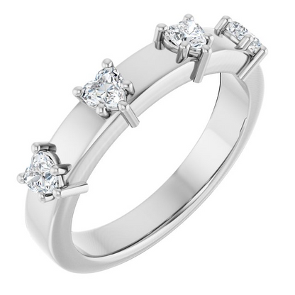 14K White 3 x 3 mm Heart Anniversary Band