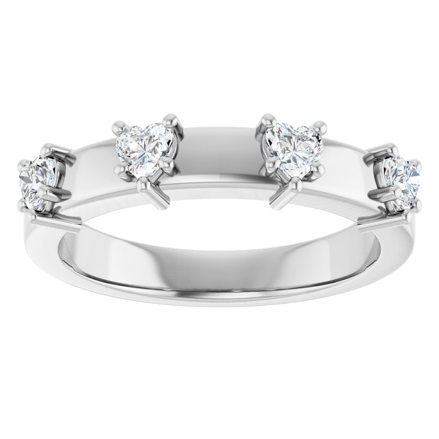 14K White 3 x 3 mm Heart Anniversary Band
