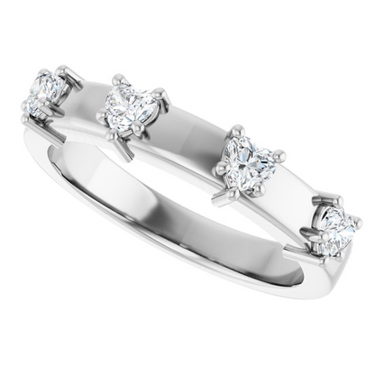 14K White 3 x 3 mm Heart Anniversary Band