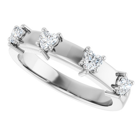 14K White 3 x 3 mm Heart Anniversary Band