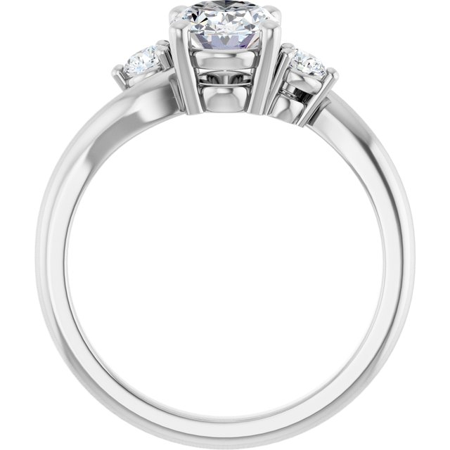 14K White 8 x 6 mm Oval Engagement Ring