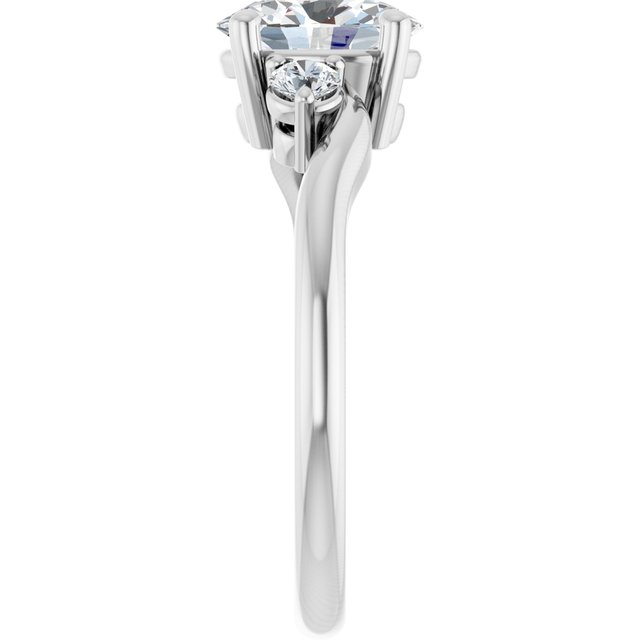 14K White 8 x 6 mm Oval Engagement Ring