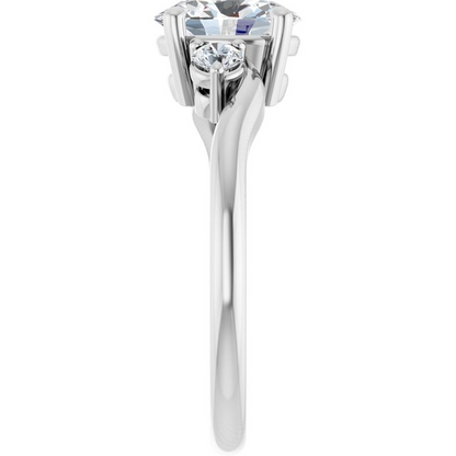 14K White 8 x 6 mm Oval Engagement Ring