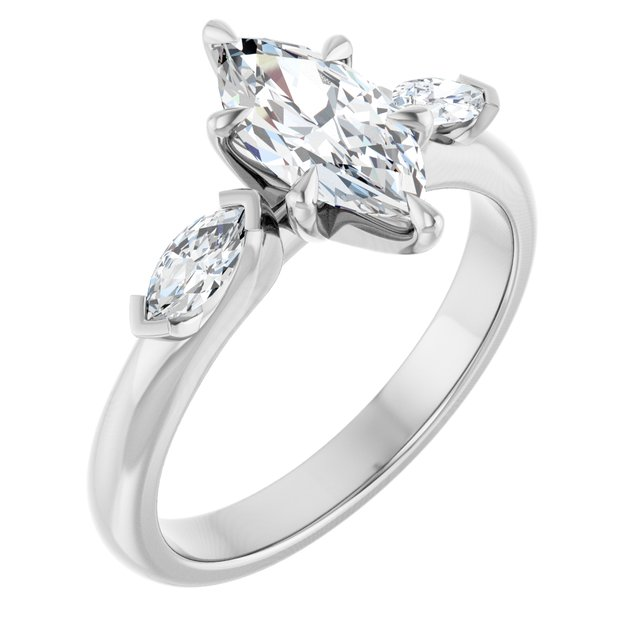 14K White 10x5 mm Marquise Engagement Ring