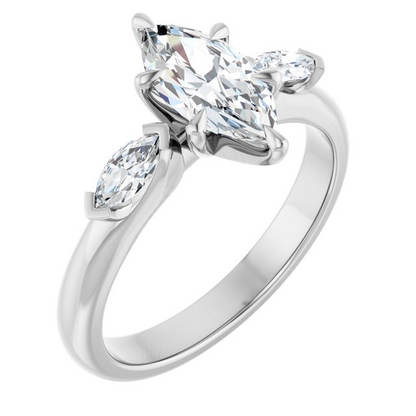 14K White 10x5 mm Marquise Engagement Ring