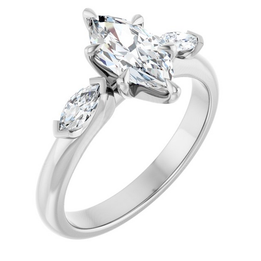14K White 10x5 mm Marquise Engagement Ring