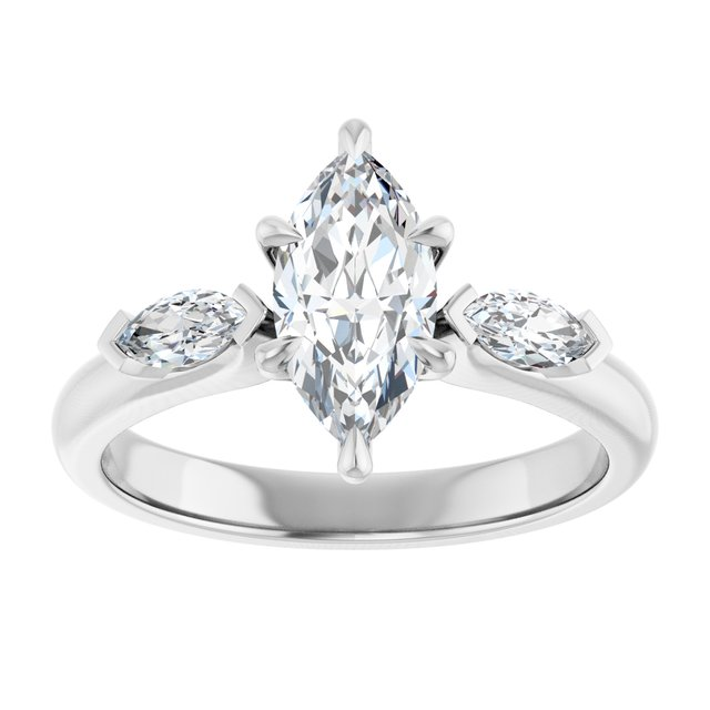 14K White 10x5 mm Marquise Engagement Ring