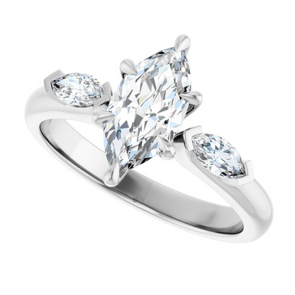 14K White 10x5 mm Marquise Engagement Ring