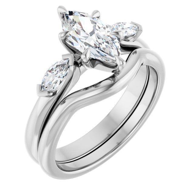 14K White 10x5 mm Marquise Engagement Ring