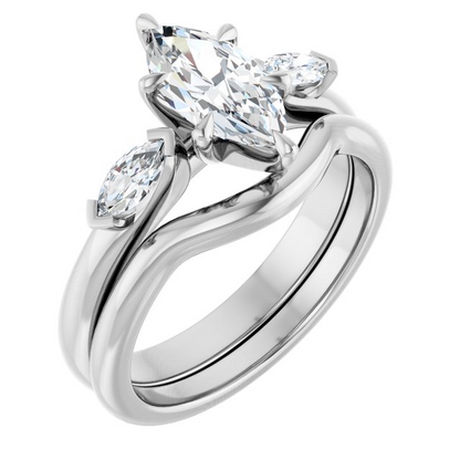 14K White 10x5 mm Marquise Engagement Ring