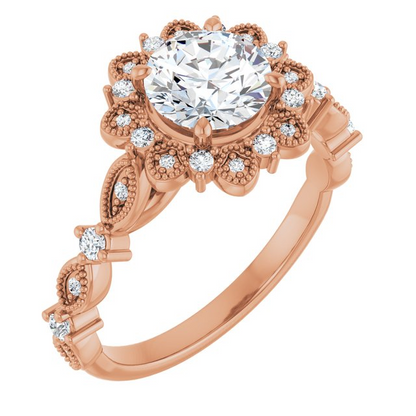 14K Rose 6.5 mm Round Engagement Ring