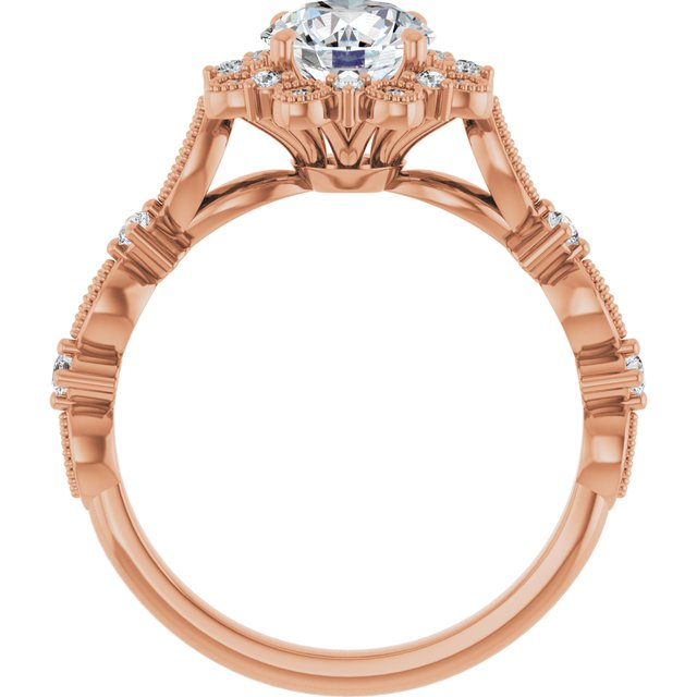14K Rose 6.5 mm Round Engagement Ring
