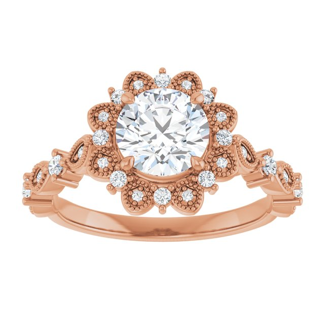14K Rose 6.5 mm Round Engagement Ring