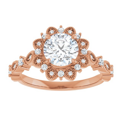 14K Rose 6.5 mm Round Engagement Ring
