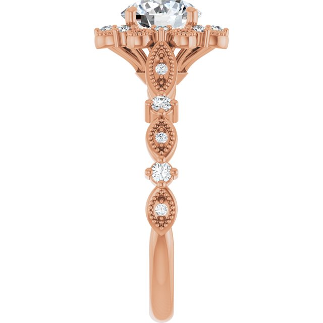 14K Rose 6.5 mm Round Engagement Ring