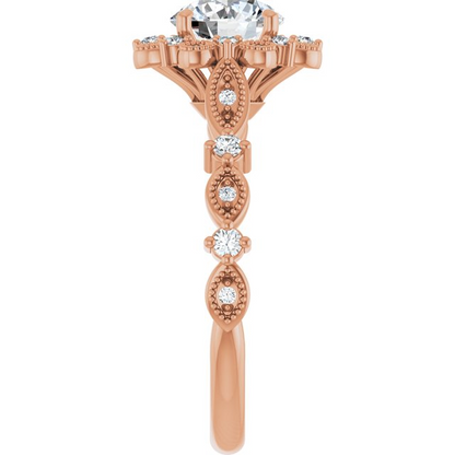 14K Rose 6.5 mm Round Engagement Ring