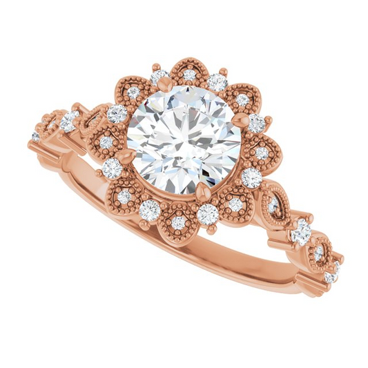 14K Rose 6.5 mm Round Engagement Ring