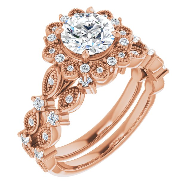 14K Rose 6.5 mm Round Engagement Ring