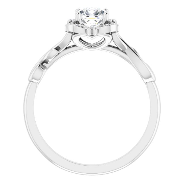 14K White 5 mm Cushion .02 CTW Natural Diamond Semi-Set Floral Engagement Ring