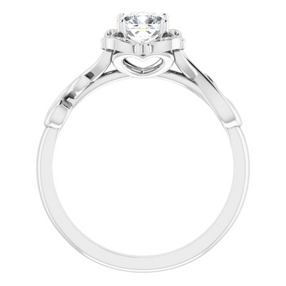 14K White 5 mm Cushion .02 CTW Natural Diamond Semi-Set Floral Engagement Ring