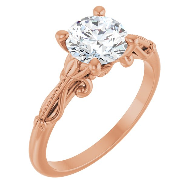 14K Rose 7 mm Round Sculptural-Inspired Engagement Ring