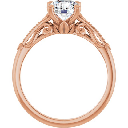 14K Rose 7 mm Round Sculptural-Inspired Engagement Ring
