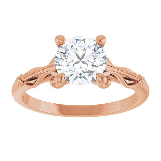 14K Rose 7 mm Round Sculptural-Inspired Engagement Ring