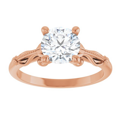 14K Rose 7 mm Round Sculptural-Inspired Engagement Ring