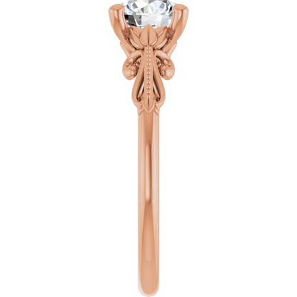 14K Rose 7 mm Round Sculptural-Inspired Engagement Ring