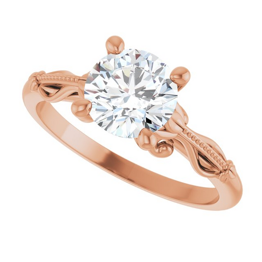 14K Rose 7 mm Round Sculptural-Inspired Engagement Ring