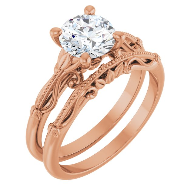 14K Rose 7 mm Round Sculptural-Inspired Engagement Ring