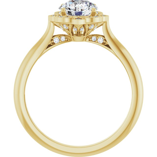 14K Yellow 6.5 mm Round 1/10 CTW Natural Diamond Semi-Set Engagement Ring