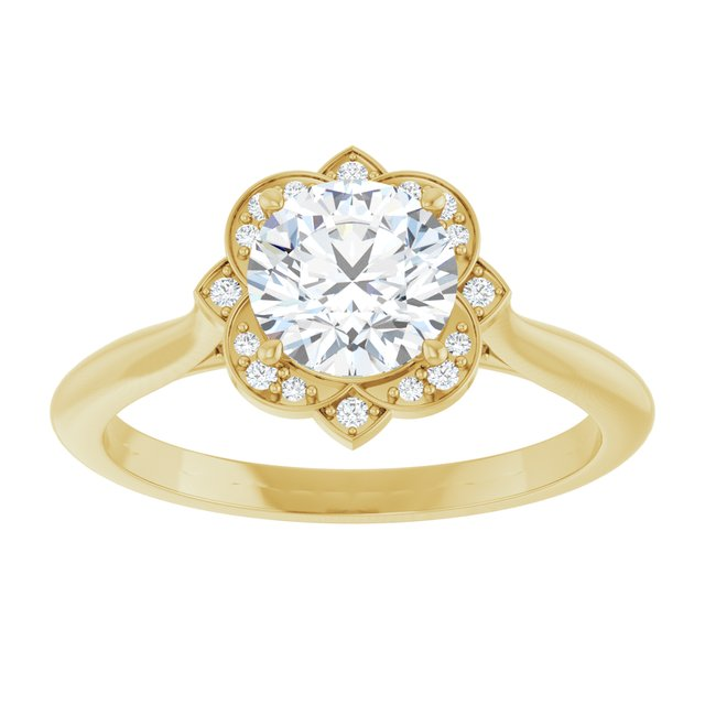14K Yellow 6.5 mm Round 1/10 CTW Natural Diamond Semi-Set Engagement Ring
