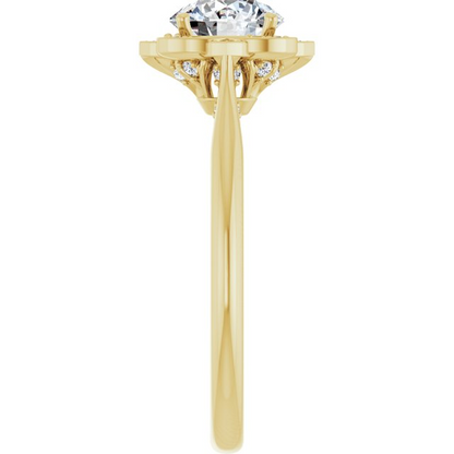 14K Yellow 6.5 mm Round 1/10 CTW Natural Diamond Semi-Set Engagement Ring