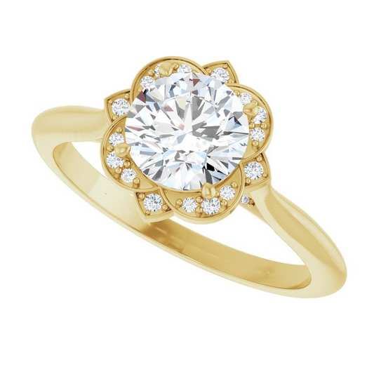 14K Yellow 6.5 mm Round 1/10 CTW Natural Diamond Semi-Set Engagement Ring