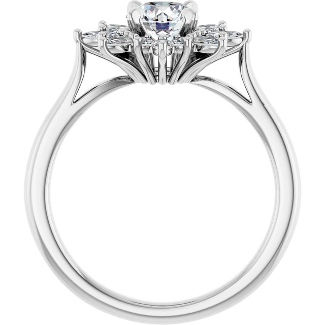 14K White 5.8 mm Round 3/8 CTW Natural Diamond Semi-Set Halo-Style Engagement Ring