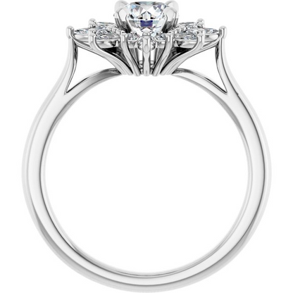 14K White 5.8 mm Round 3/8 CTW Natural Diamond Semi-Set Halo-Style Engagement Ring
