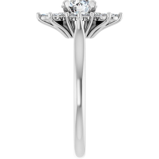 14K White 5.8 mm Round 3/8 CTW Natural Diamond Semi-Set Halo-Style Engagement Ring