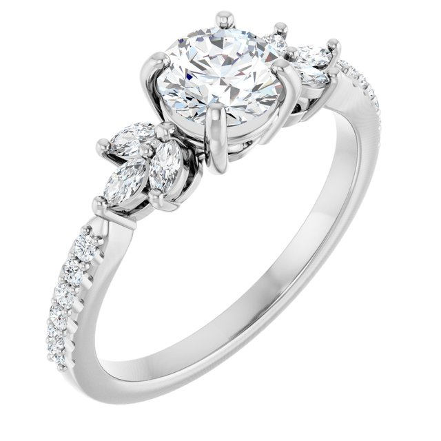 14K White 5.8 mm Round 1/4 CTW Natural Diamond Semi-Set Engagement Ring