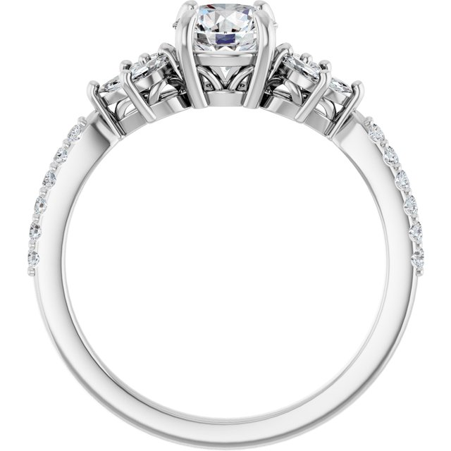 14K White 5.8 mm Round 1/4 CTW Natural Diamond Semi-Set Engagement Ring