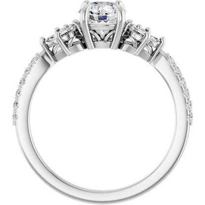 14K White 5.8 mm Round 1/4 CTW Natural Diamond Semi-Set Engagement Ring