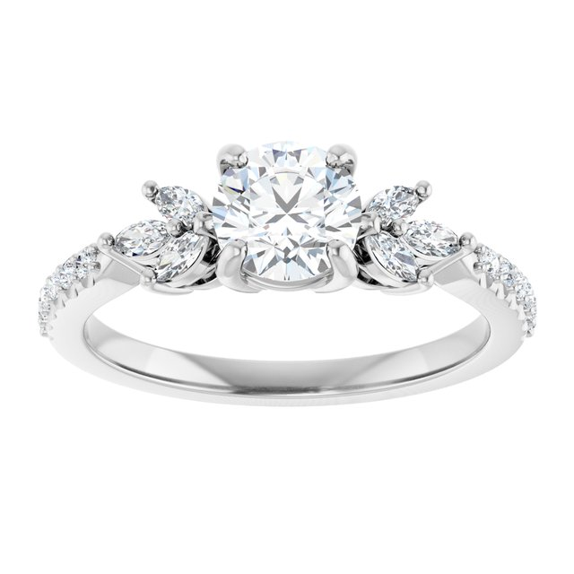 14K White 5.8 mm Round 1/4 CTW Natural Diamond Semi-Set Engagement Ring