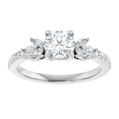 14K White 5.8 mm Round 1/4 CTW Natural Diamond Semi-Set Engagement Ring