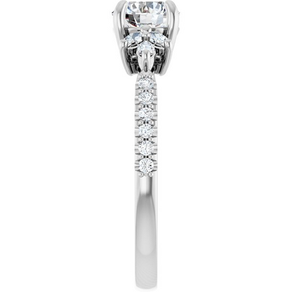 14K White 5.8 mm Round 1/4 CTW Natural Diamond Semi-Set Engagement Ring