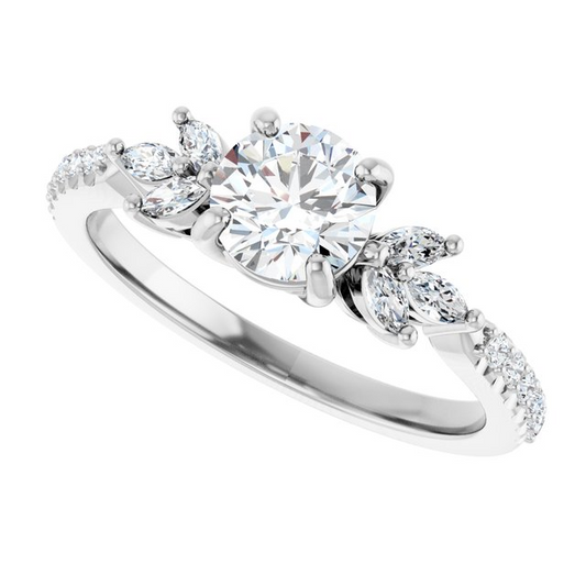 14K White 5.8 mm Round 1/4 CTW Natural Diamond Semi-Set Engagement Ring