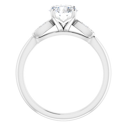 14K White 6.5 mm Round .03 CTW Natural Diamond Semi-Set Engagement Ring