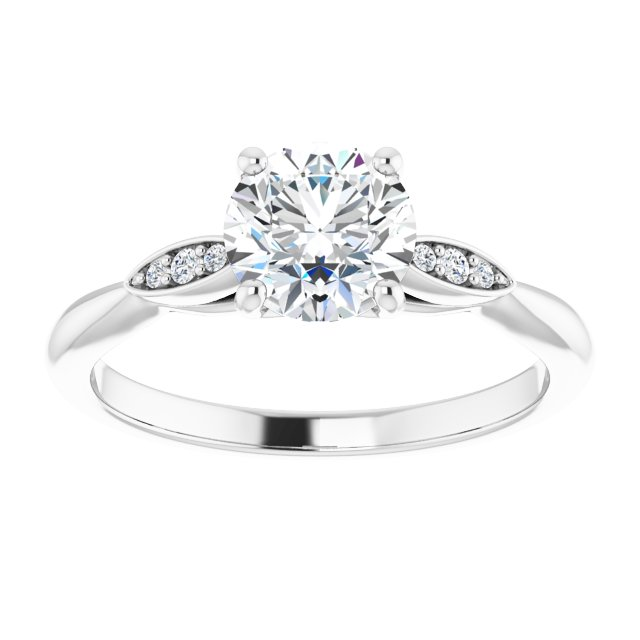 14K White 6.5 mm Round .03 CTW Natural Diamond Semi-Set Engagement Ring